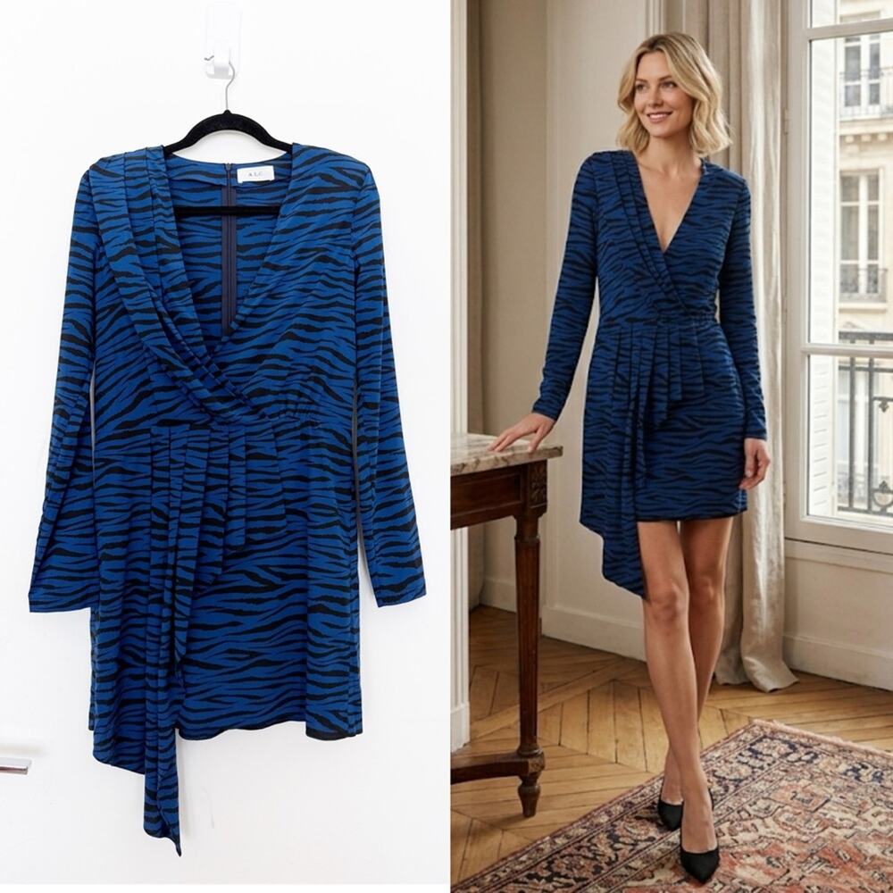 A.L.C. Blue and Black Silk Zebra Dress